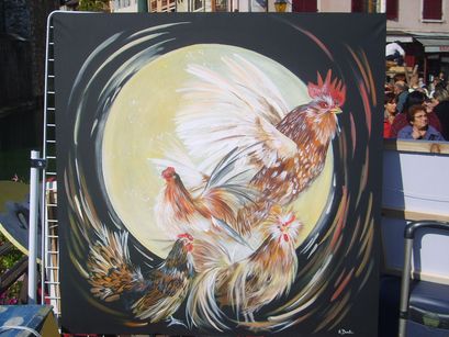 Tableau de coq et de poules