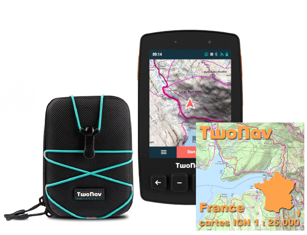 TWONAV GPS TRAIL 2 (32 GO) + FRANCE ENTIÈRE CARTES IGN TOP25 + HOUSSE
