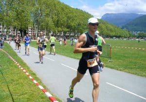 La course à pied du triathlon d'Annecy