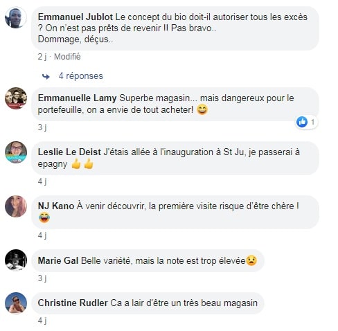 BioFrais Epagny des commentaires sur Facebook