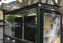 Test d'antenne-relais sur le toit d'un abri bus à Annecy