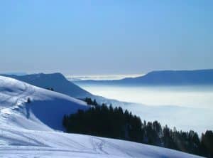 Le sommet du Semnoz en hiver