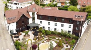 vue aérienne sur l'hôtel Les Muses Annecy