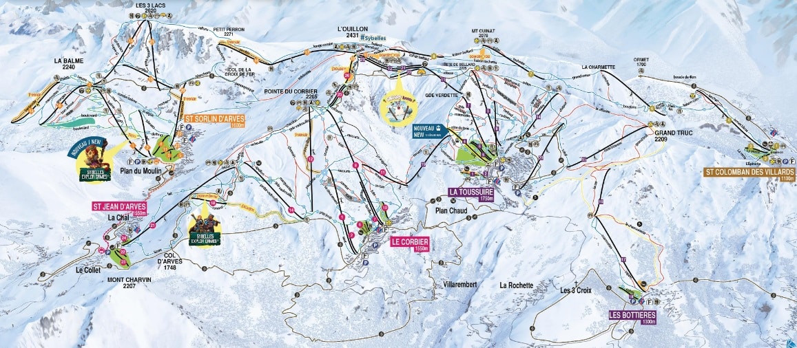 plan des pistes les sybelles