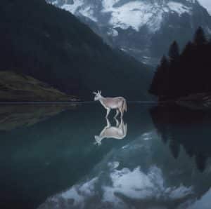 chamois blanc lac vert passy