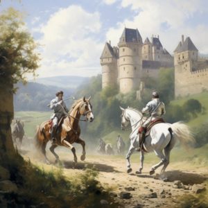 chevaliers qui s'affrontent sur une joute