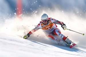 Skieur critérium de la première neige