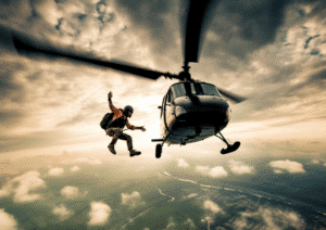 Saut en parachute d'un hélicoptère Megève