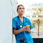 representation of the daily life of a nurse going to work